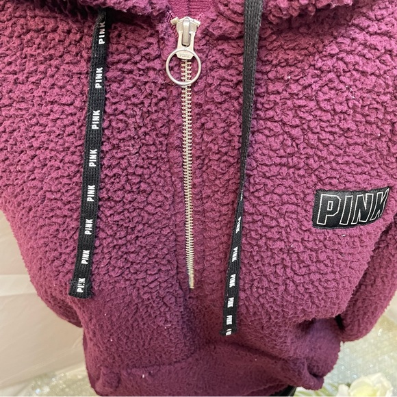 PINK VICTORIA SECRET SHERPA HOODIE SWEATER - Picture 4 of 5